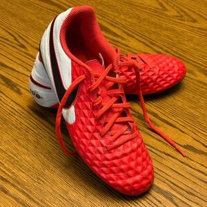 Nike Tiempo Crimson and White Soccer Cleats